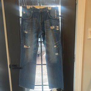 Men's Parish Relaxed Fit Distressed Blue Jeans